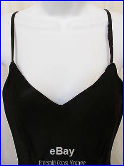 Vtg 30s Sheer Black Organza Bias Cut Evening Dress & Slip M Ruffled Dot Net Tri