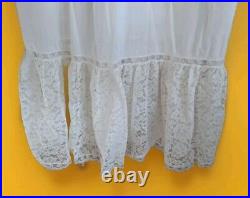 Vtg 36 Fancy White Van Raalte Nylon Dress SLIP w Chiffon Lace Hem nightie