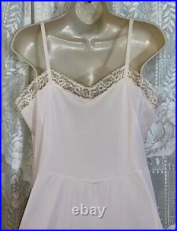 Vtg 38+ Fancy PINK Van Raalte OPAQUELON Dress SLIP w 8 Chiffon Lace Hem nightie