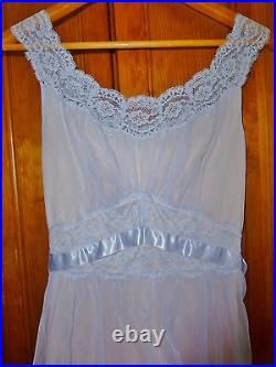 Vtg 50s 60s VANITY FAIR Sheer Double Tricot Lace Lingerie 2pc Peignoir GOWN SET