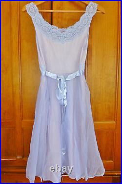 Vtg 50s 60s VANITY FAIR Sheer Double Tricot Lace Lingerie 2pc Peignoir GOWN SET