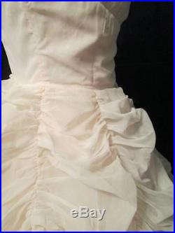 Vtg 50s Pale Pink Blush Chiffon BUSTLE Hoop Slip Wedding Bridal Gown Dress XS