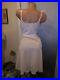 Vtg 50s Silky Wide White Lace Dress Slip Gown Nightie Full Pin UP Dress RARE