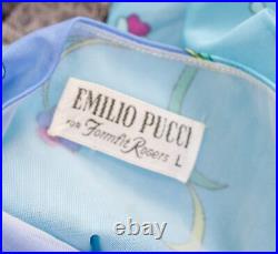 Vtg 60s Emilio Pucci Formfit Rogers Blue Purple Floral Night Gown Dress Size L