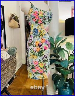 Vtg 60s Pin Up Mad Men Beaded Floral Fitted True Slip Dress S M Marilyn? VLV