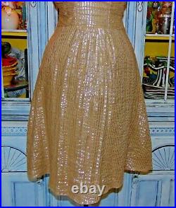 Vtg 90's Betsey Johnson Dress Gold PINSTRIPE Women's Casual Cocktail Party 4 S