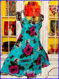 Vtg 90's Betsey Johnson Dress ROSE Floral Slip Women's Casual Cocktail Party 2 S