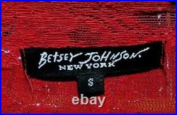 Vtg 90's Betsey Johnson Dress Red STRETCH LACE Cocktail Evening Party S 2 4 6