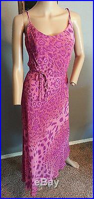 Vtg 90's Betsey Johnson NY Pink Psychedelic Tiger Animal Print Slip Dress M