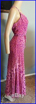 Vtg 90's Betsey Johnson NY Pink Psychedelic Tiger Animal Print Slip Dress M
