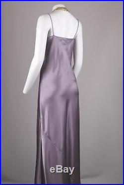 Vtg 90's Lavender Liquid Satin Cowl Neck Slip Maxi Blogger Dress 38 12