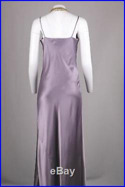 Vtg 90's Lavender Liquid Satin Cowl Neck Slip Maxi Blogger Dress 38 12