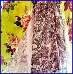 Vtg 90s Betsey Johnson Dress Floral Rose Mix Up Slip Silk Lace Fit Flare S 0 2 4
