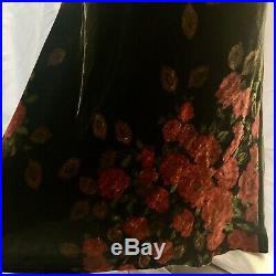 Vtg 90s Betsey Johnson-like floral rose velvet slip maxi long dress Sm