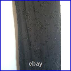 Vtg 90s Faviana Black Sequin Beaded Dress Formal Sz 10 12 Slip Dark Witchy