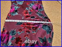Vtg 90s y2k 000 devore burnt out Floral Dress Size 18 Silk mix bias cut evening