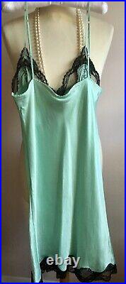 Vtg AGENT PROVOCATEUR Silk Slip Chemise Dress with Lace Split S