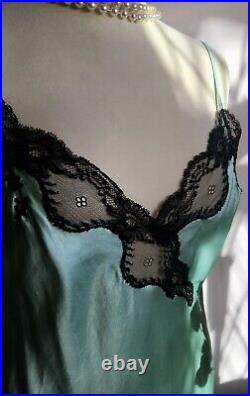 Vtg AGENT PROVOCATEUR Silk Slip Chemise Dress with Lace Split S