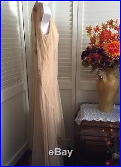 Vtg APRIL CORNELL Floral Embroidered Maxi Dress Gown w Slip M