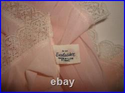 Vtg Beautiful 50's Seamprufe Pink Nylon Lace Harmony Pleated Sheer Night Slip 34