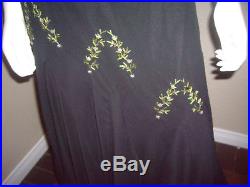 Vtg Betsey Johnson 90s Black Slip Dress Floral gored ruffles fitted size 4