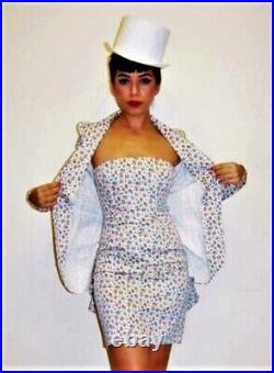 Vtg Betsey Johnson Bustle Back Dress Y2K White Floral Corset Lace Up Sz Small 4