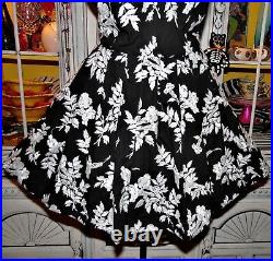 Vtg Betsey Johnson Dress FLORAL EMBROIDERED Black Tea Cocktail Prom Party 10 M