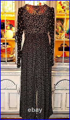 Vtg Betsey Johnson Dress Jumpsuit 90s Romper Wide Leg Floral Mixup Slip Sz Small