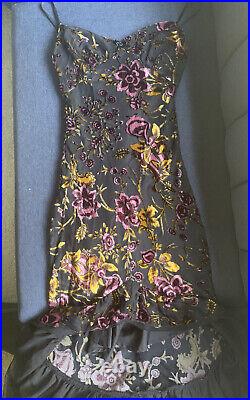 Vtg Betsey Johnson Mermaid Velvet 2 Dress XS 90s Floral New York Y2K Velour