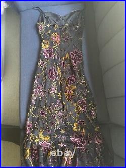Vtg Betsey Johnson Mermaid Velvet 2 Dress XS 90s Floral New York Y2K Velour