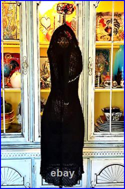 Vtg Betsey Johnson New York Dress 90s Polka Dot Mesh Sheer Lace Slip Size Small
