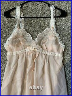 Vtg CHRISTIAN DIOR Baby Pink Lingerie Lace Delicate Sleeveless Maxi Slip Dress