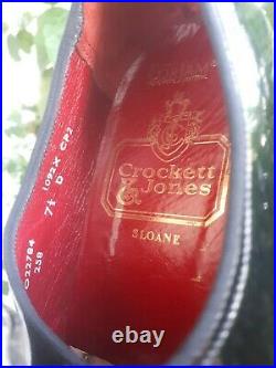 Vtg CROCKETT & JONES Patent Leather Grosgrain Strap Slip On Size US 8.5 UK 7.5 D