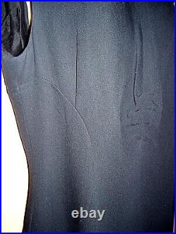 Vtg Chanel Black Silk Sheath Dress EU 44 US 14/L Cap Sleeves Ruched Bodice Lined