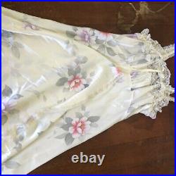 Vtg Christian Dior Pink Satin Lingerie Lace Dress Maxi Floral pastel Small S