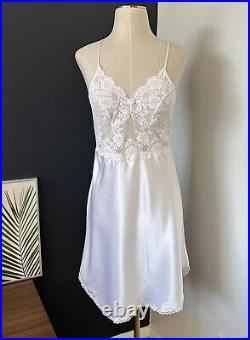 Vtg Christian Dior Saks Fifth Avenue SILKY SATIN Slip Dress Nightgown LACY Sz 36