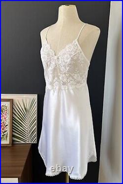 Vtg Christian Dior Saks Fifth Avenue SILKY SATIN Slip Dress Nightgown LACY Sz 36