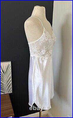 Vtg Christian Dior Saks Fifth Avenue SILKY SATIN Slip Dress Nightgown LACY Sz 36