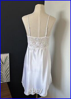 Vtg Christian Dior Saks Fifth Avenue SILKY SATIN Slip Dress Nightgown LACY Sz 36