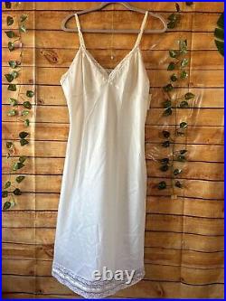 Vtg Christian Dior Size 40 SILKY SATIN Slip Dress Nightgown LACY IVORY NWT