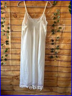 Vtg Christian Dior Size 40 SILKY SATIN Slip Dress Nightgown LACY IVORY NWT