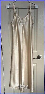 Vtg Christian Dior Women's Satin Ivory Lingerie Slip Dress Women's Size Small L2