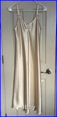 Vtg Christian Dior Women's Satin Ivory Lingerie Slip Dress Women's Size Small L2