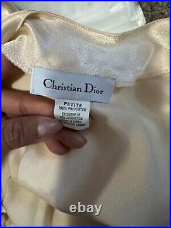 Vtg Christian Dior Women's Satin Ivory Lingerie Slip Dress Women's Size Small L2