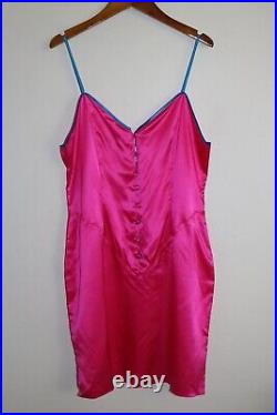 Vtg Delicates 100% Silk SATIN Slip Mini Dress Lingerie Chemise Sz M in Hot Pink
