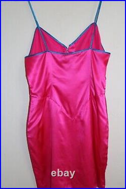 Vtg Delicates 100% Silk SATIN Slip Mini Dress Lingerie Chemise Sz M in Hot Pink