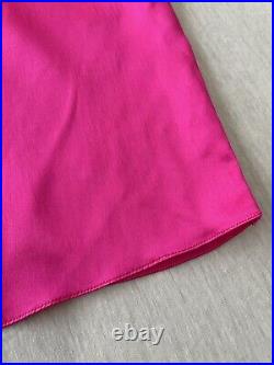 Vtg Delicates 100% Silk SATIN Slip Mini Dress Lingerie Chemise Sz M in Hot Pink