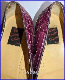 Vtg Ferragamo Genuine Alligator Men's Purple Loafer Slip On Dress Shoe 11 Italy