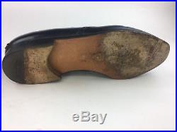 Vtg GUCCI Black Leather Loafer Slip On Dress Shoes w Tassels Italy EU 46 US 13