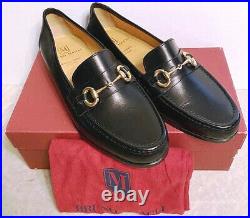 Vtg Genuine Bruno Magli Black All Leather Slip-on Bit Loafers-size 10w-$280-nib